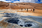 Geothermal landscape with different colours, high temperature area Namaskaro or Namskard, Namafjall, Myvatn, Norourland eystra, Northeast
