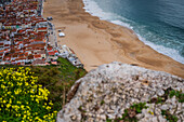 View of Nazare beach and cityscape, Portugal