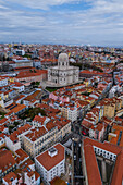 Aerial view of National Pantheon and city skyline, Lisbon, Portugal