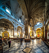 Seville, Spain, May 15 2022, Beautiful baroque interior of Seville's Iglesia de la Magdalena, rich in artistic details.