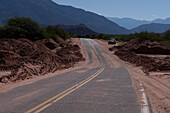 Flash flood debris plowed off of RN 68 in the Quebrada de las Conchas, Argentina.