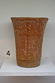 Pre-Hispanic indigenous Amerindian ceramic vase in the Museum of Anthropology, Salta, Argentina. Early or Formative Period, circa 500 B.C - 500 A.D.