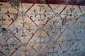 Fresko im Gebäude I.12.3, der Caupona di Sotericus, in den antiken römischen Ruinen von Pompeji, Italien.