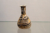 A glass ampule in the Vesuvian Life Gallery, National Archaeological Museum of Naples, Naples, Italy. Used to contain perfumed ointments. From 1st Century Pompeii.