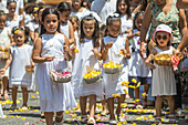 Procession of the Risen Christ, Easter Sunday. Holy Week in Santa Fe de Antioquia. The celebration of this Catholic tradition in this municipality in the department of Antioquia, Colombia, is one of the most important in the country. The processions through its old cobblestone streets are a tradition dating back to the colonial era and are accompanied by the smoke of incense and the songs and prayers of the penitents who accompany them.