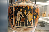 An Apulian red-figure amphora in the National Archaeological Museum of Naples, Naples, Italy. Circa 4th Century B.C., from Canosa, Monterisi-Rossignol. Magna Graecia Collection.