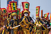 Congo dance and costume during Great Parade at Barranquilla's Carnival, Colombia