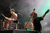 Indigital is a Colombian Electro-Folk group consisting of three musicians on stage and a VJ. Their concept showcases the chants and wisdom of Colombian Indigenous communities through electronic sounds, drums, original visuals, and their most iconic instrument: the Colombian Gaita.