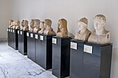 Marble busts in the National Archaeological Museum of Naples, Naples, Italy. From the VIlla of the Papyri in the ruins of Herculaneum.