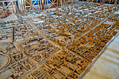 A 3-D model of the ruins of Pompeii in the Vesuvian Life Gallery, National Archaeological Museum of Naples, Naples, Italy.
