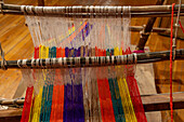 A treadle or foot loom from the Spanish colonial period in the Bicentennial Cultural Center, Santiago del Estero, Argentina.