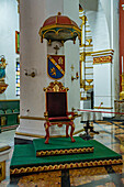 The bishop's throne in the Cathedral of St. Nicholas in Rionegro, Colombia.