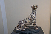 Statue of a leopard in the Farnese Collection, National Archaeological Museum of Naples, Naples, Italy. Made of Turkish pavonazetto marble.