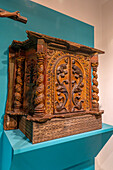 An 18th Century carved wooden mobile tabernacle in the Bicentennial Cultural Center, Santiago del Estero, Argentina.