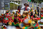 Garabato dance and costume during Great Parade at Barranquilla's Carnival, Colombia