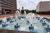 A fountain in the plaza in front of the City of Santiago de Cali offices in Cali, Colombia.