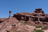 An eroded unnamed mudstone hoodoo rock formation in Quebrada de las Conchas or Cafayate Canyon, Argentina.