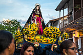 Holy Week in Santa Fe de Antioquia. The celebration of this Catholic tradition in this municipality in the department of Antioquia, Colombia, is one of the most important in the country. The processions through its old cobblestone streets are a tradition dating back to the colonial era and are accompanied by the smoke of incense and the songs and prayers of the penitents who accompany them.