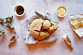 Traditional Australian damper bread with Wattleseed flavour, known for its thick, crispy outside and dense, doughy inside.