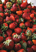 Close-up of fresh strawberries with a bright red colour. Natural light