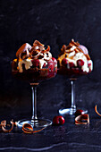 Black Forest cherries and chocolate trifles.