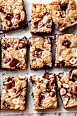Hazelnut Blondies (chocolate chip biscuit bar)