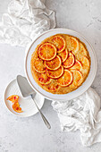 Orange Upside Down Cake on a white background