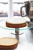 Sponge cake base with buttercream filling
