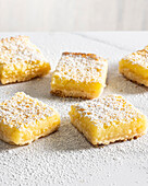Lemon sheet cake with icing sugar