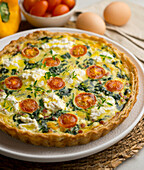 Quiche with cream cheese and spinach