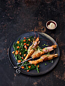 Prawn skewers with miso mayonnaise and passepierre