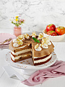 Apple tart with cinnamon marzipan cover