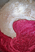 Prepare the dough for beetroot ravioli