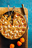 Apricot tart with flaked almonds