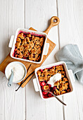 Cherry crumble with vanilla yoghurt