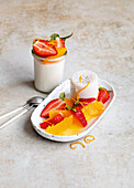 Coconut panna cotta with fruit