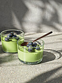 Green matcha panna cotta