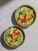 Matcha porridge with strawberries