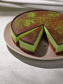 Matcha pan chocolate cake