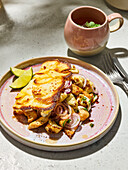 Potato sandwiches Indian style with chicken