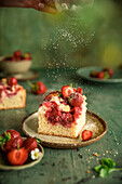 Strawberry sheet cake with crumble