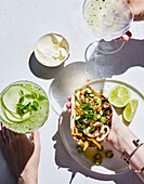 Squid tortillas with courgette pico de gallo
