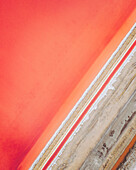 Aerial view of pink salt marshes, Salin de Giraud, Provence, France.
