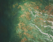 Aerial view of surfers, Bidart, France.