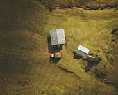 Aerial view of a gardening truck, Alta Badia, Italy.