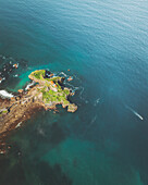 Luftaufnahme von San Juan de Gaztelugatxe, Baskenland, Spanien.