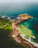 Luftaufnahme von Gaztelugatxe in Spanien