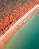 Aerial view of beautiful Bottle Bay with turquoise water and sandy beach, Francois Peron National Park, Australia.