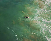Aerial view of surfers, Bidart, France.