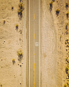 Aerial view of famous Historical Route 66, California, San Bernardino County, United States.
